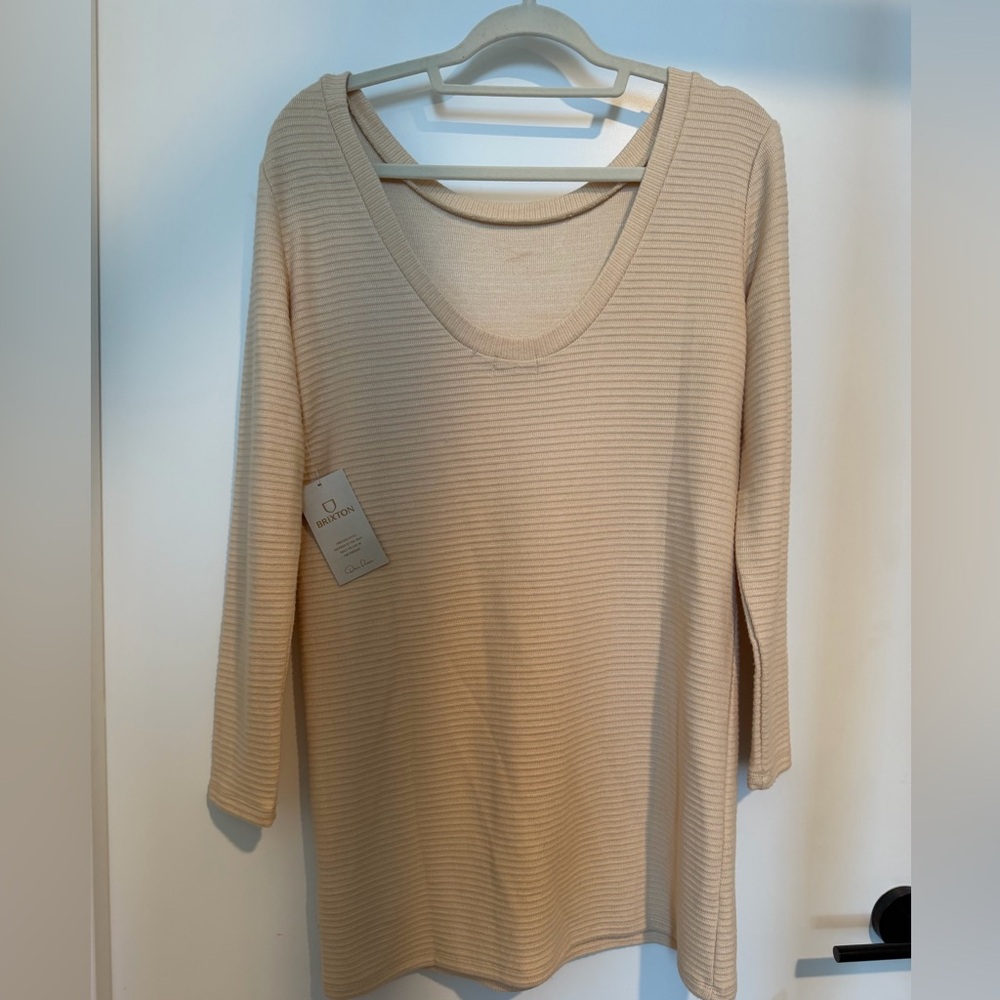 Brixton Long Sleeve Ribbed Tunic dress in Beige
